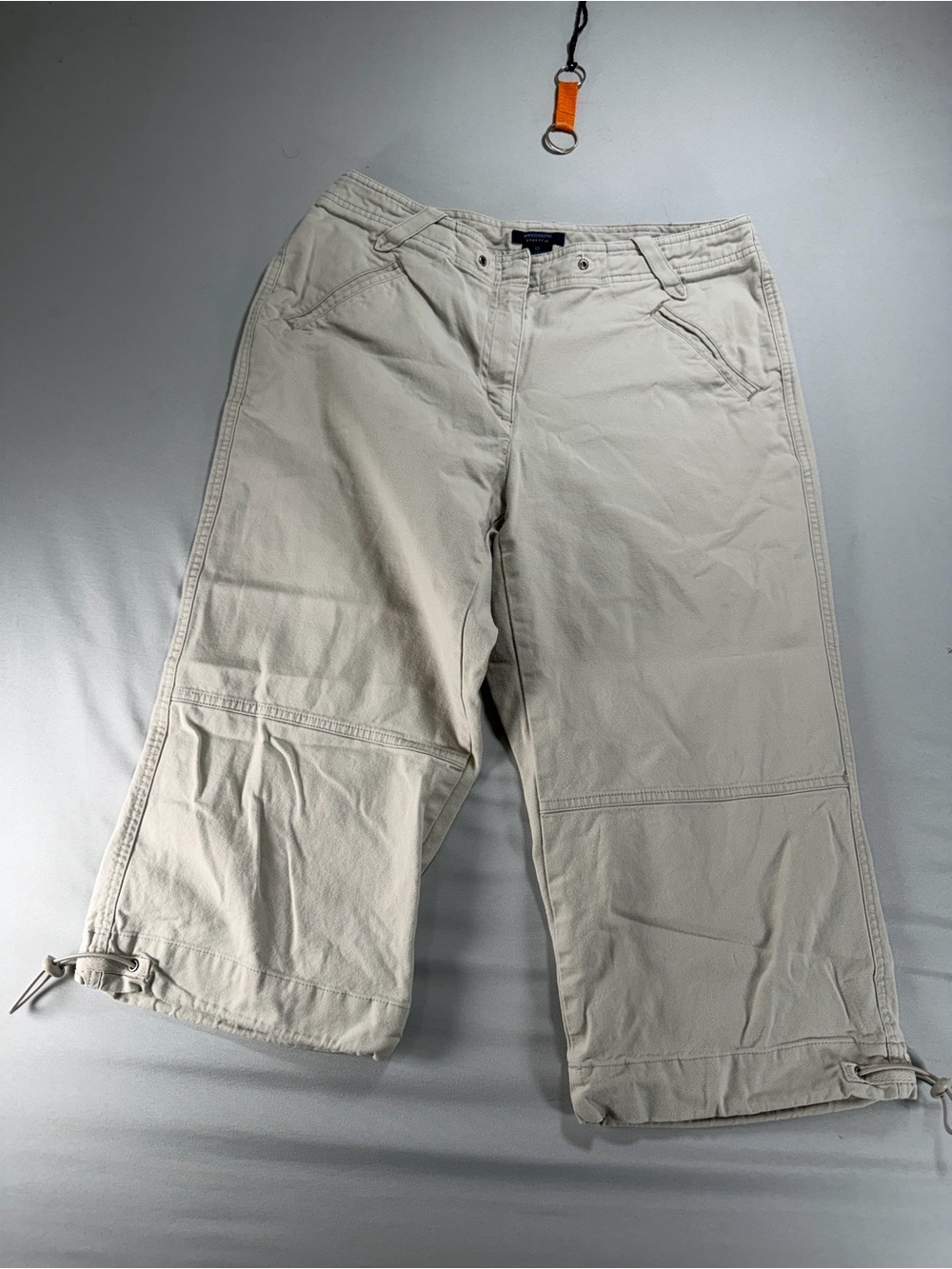 Westbound Stretch Khaki Capri Pants Cargo Utility Wide Leg Womens Size 10 #1019